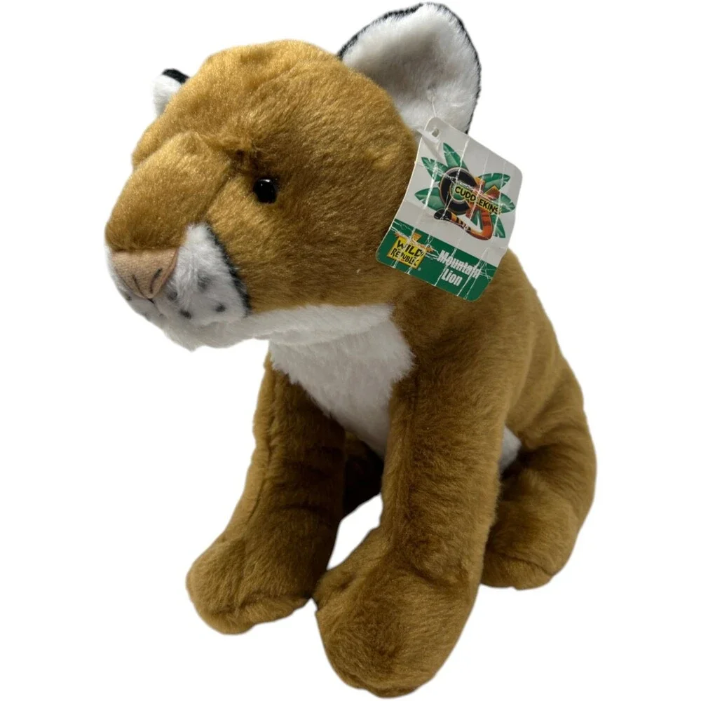 Wild Republic Plush Mountain Lion Size 12 in Tan White Cuddlekins 11515
